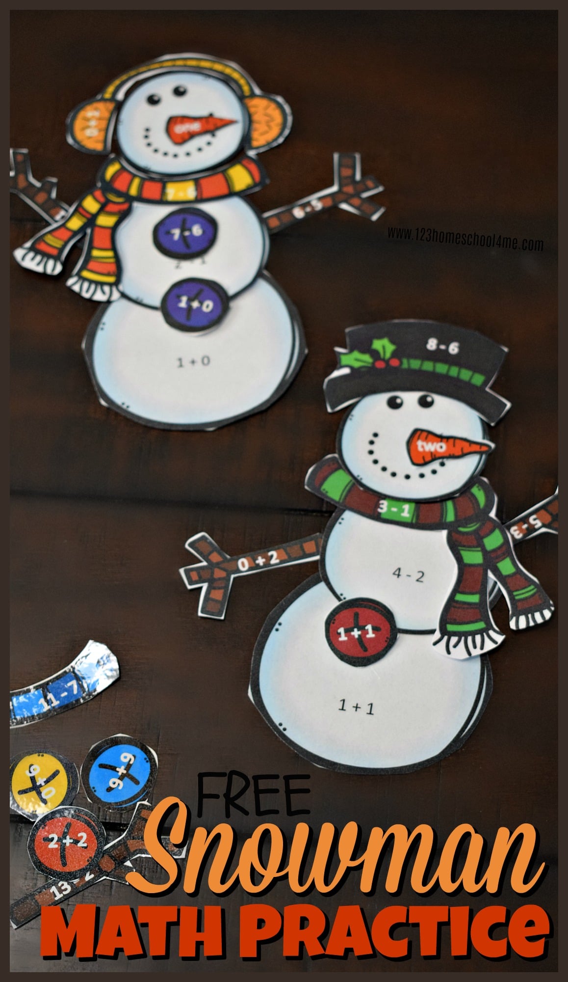 ⛄ free snowman math - practice addition and subtraction to 10